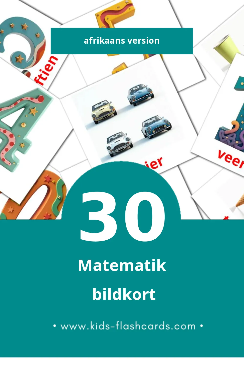 Visuella Wiskunde för småbarn (30 bildkort för barn på Afrikaans)