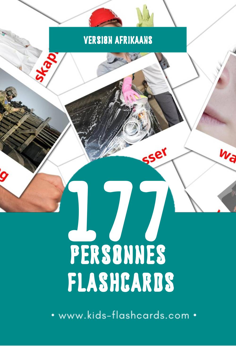 Flashcards Visual Mense pour les tout-petits (177 cartes en Afrikaans)