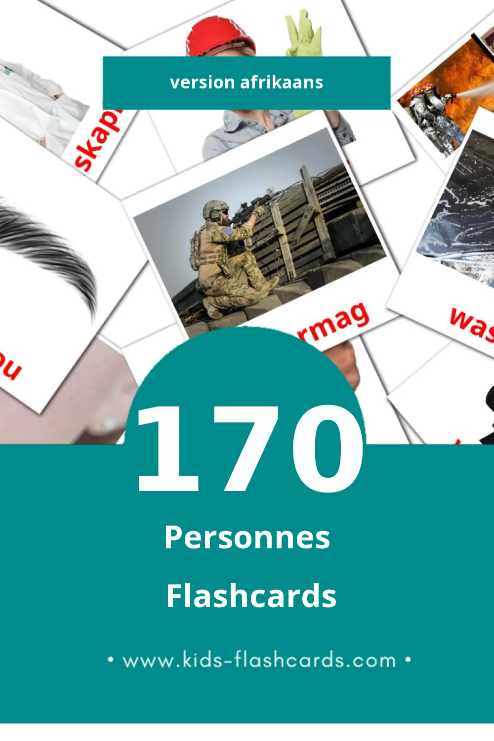 Flashcards Visual Mense pour les tout-petits (170 cartes en Afrikaans)