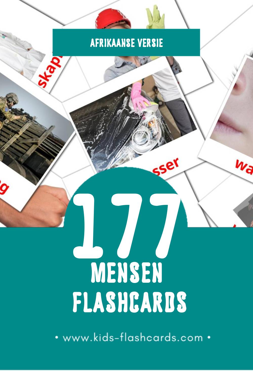 Visuele Mense Flashcards voor Kleuters (177 kaarten in het Afrikaans)