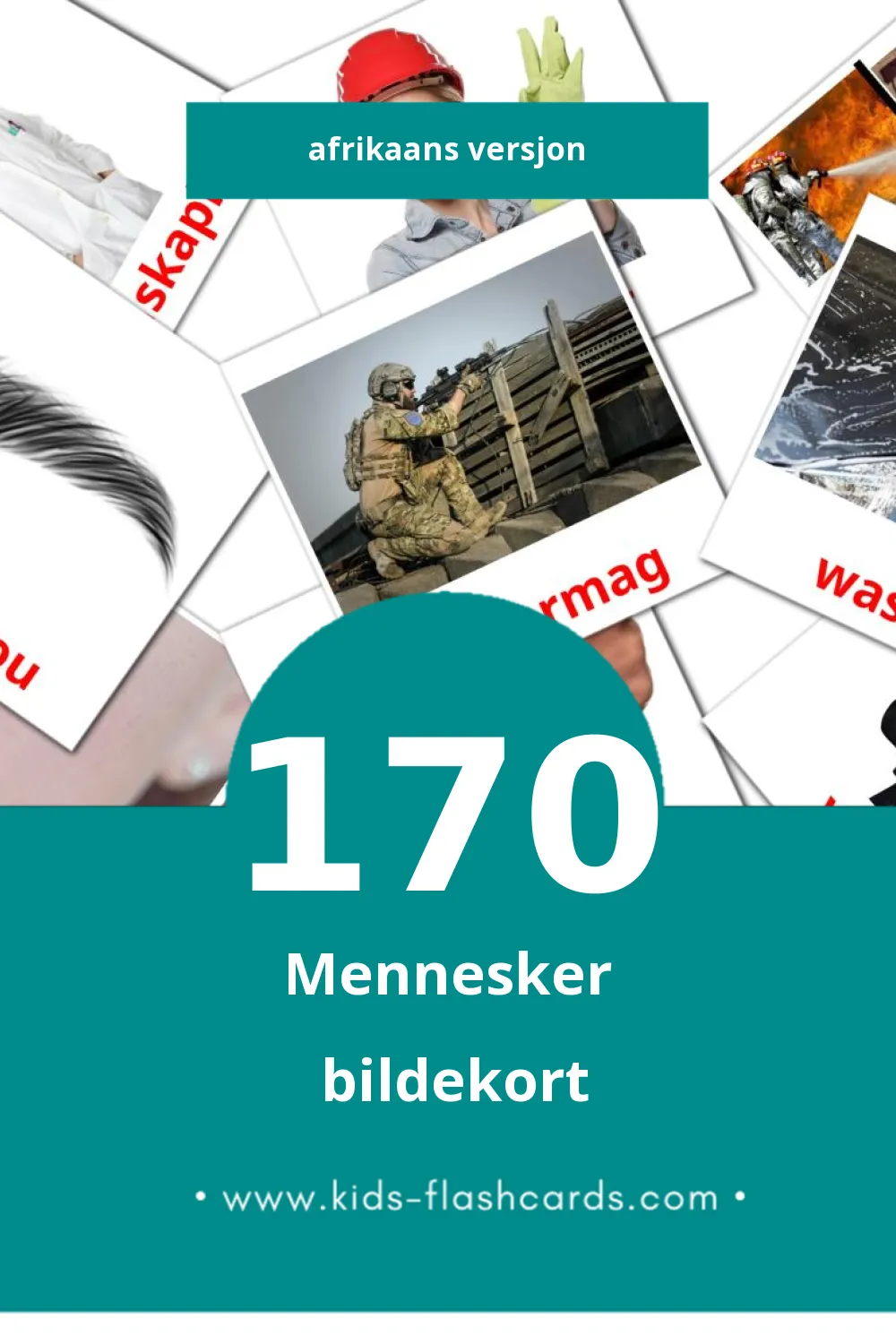 Visuelle Mense bildekort for småbarn (170 kort på Afrikaans)