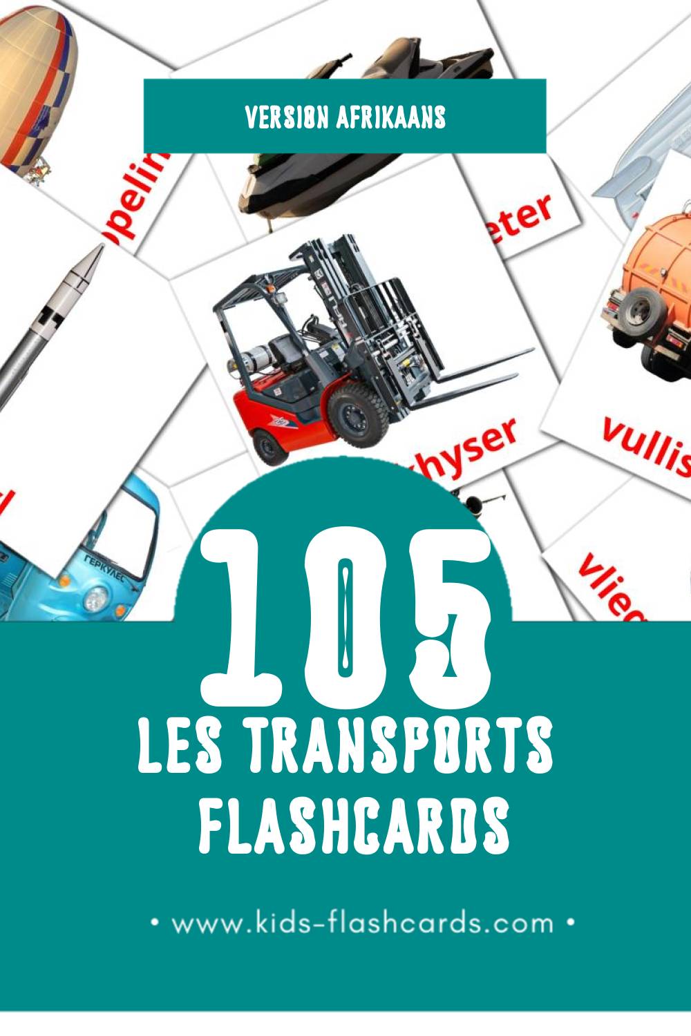 Flashcards Visual Vervoer pour les tout-petits (78 cartes en Afrikaans)