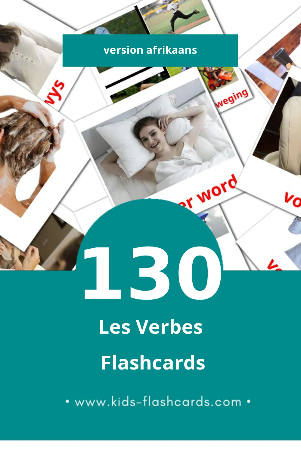 Flashcards Visual Werkwoorde pour les tout-petits (130 cartes en Afrikaans)