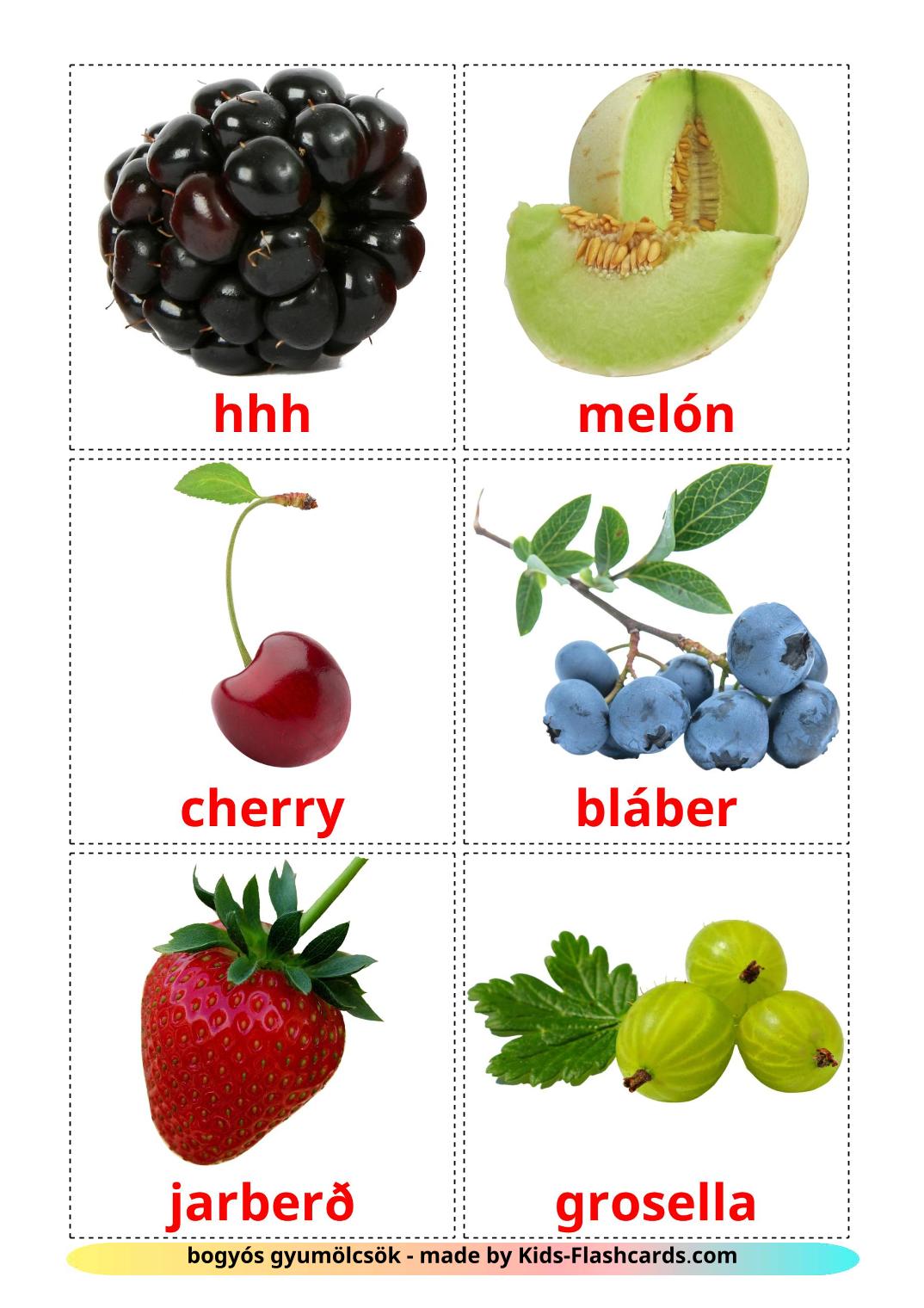 Berries - 11 Free Printable amharic Flashcards 