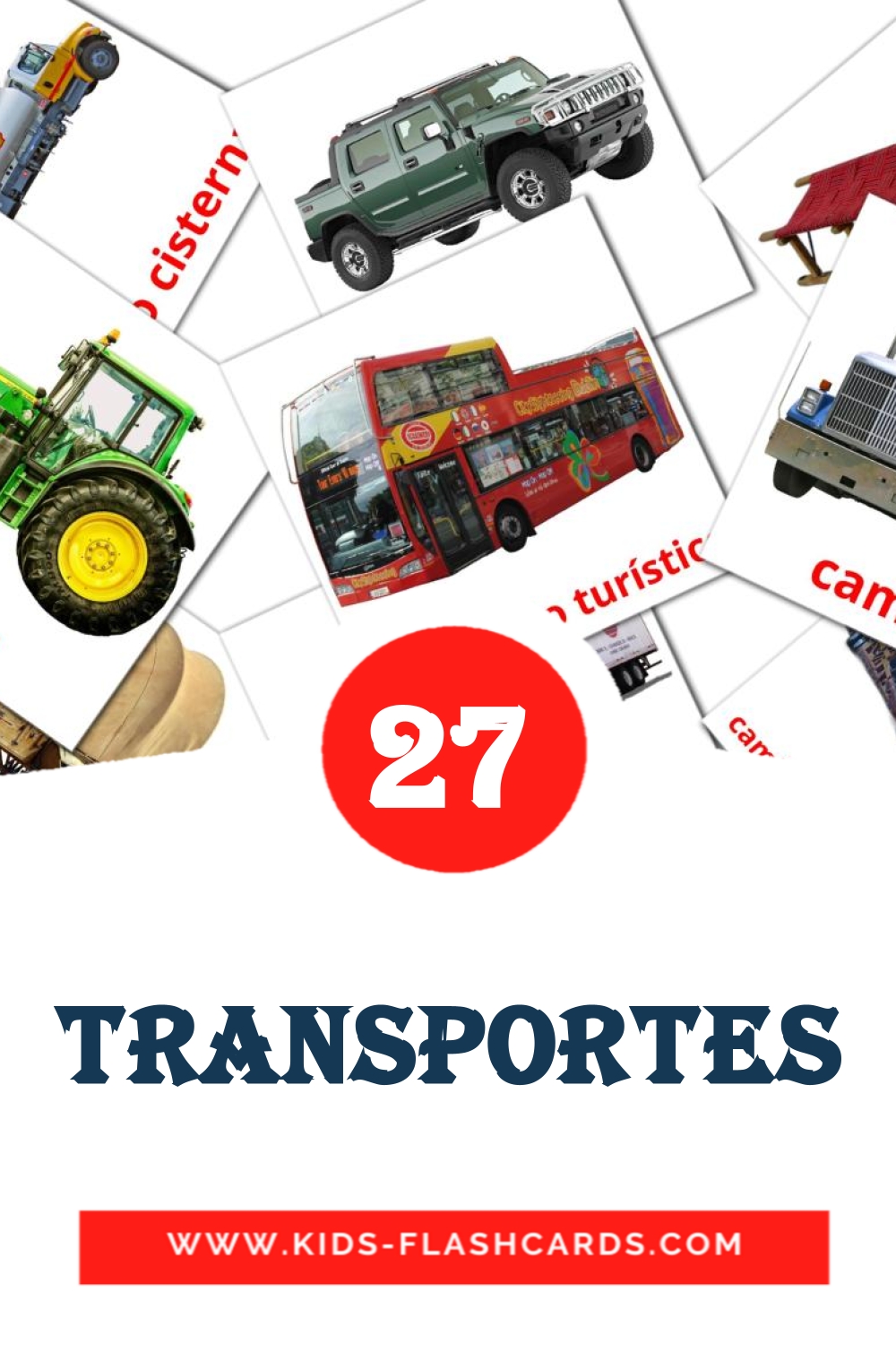 27 Transportes Picture Cards for Kindergarden in amharic