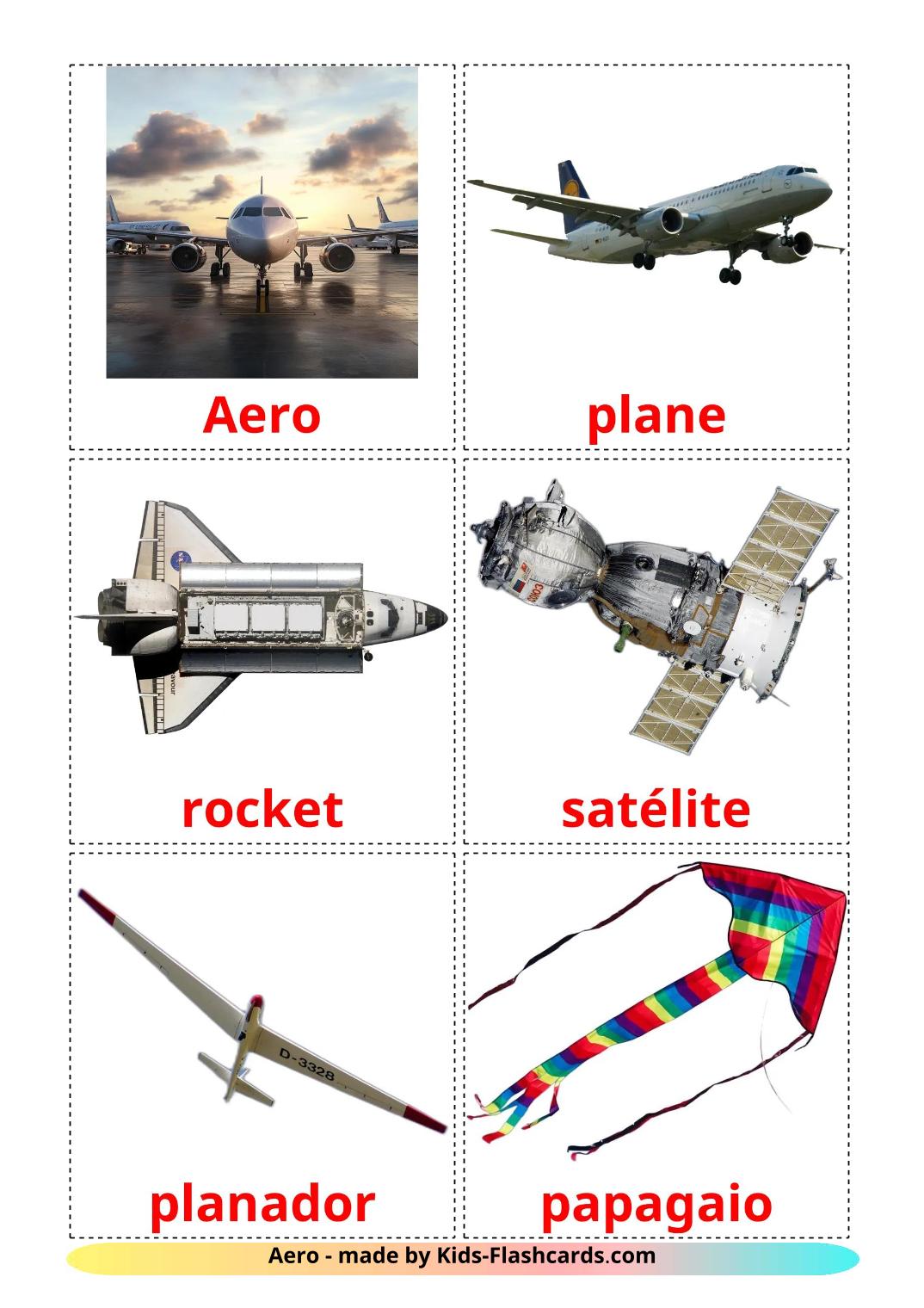 Flugzeuge - 14 kostenlose, druckbare Amharische Flashcards 