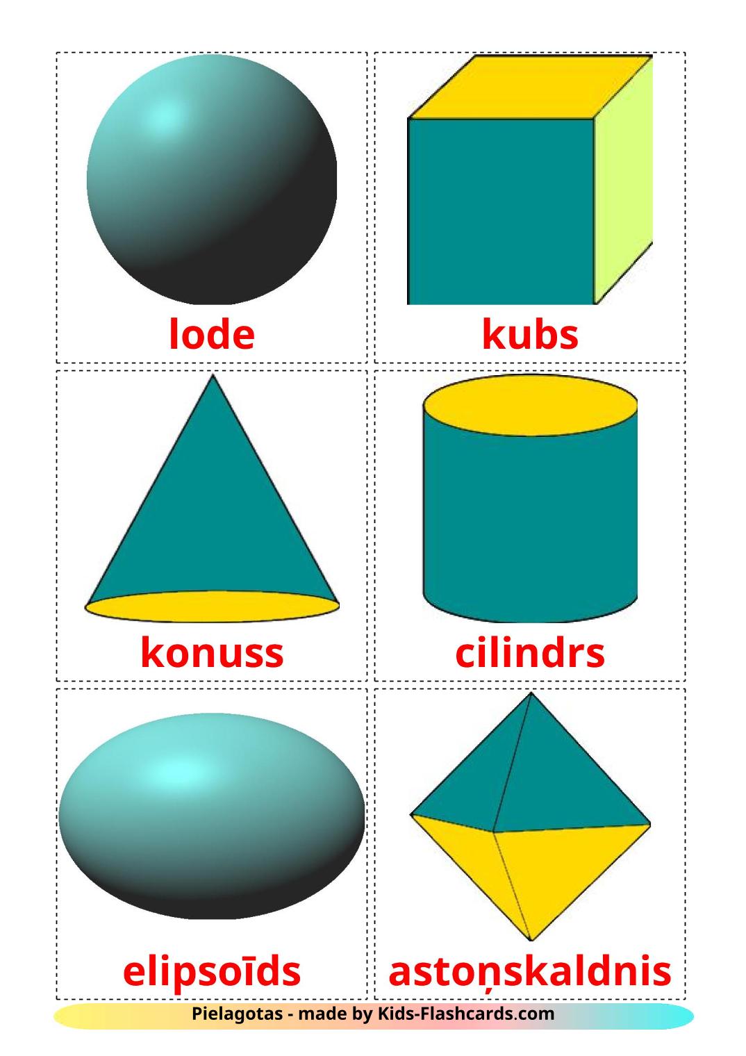 Géométrie en 3 Dimensions - 17 Flashcards amharique imprimables gratuitement