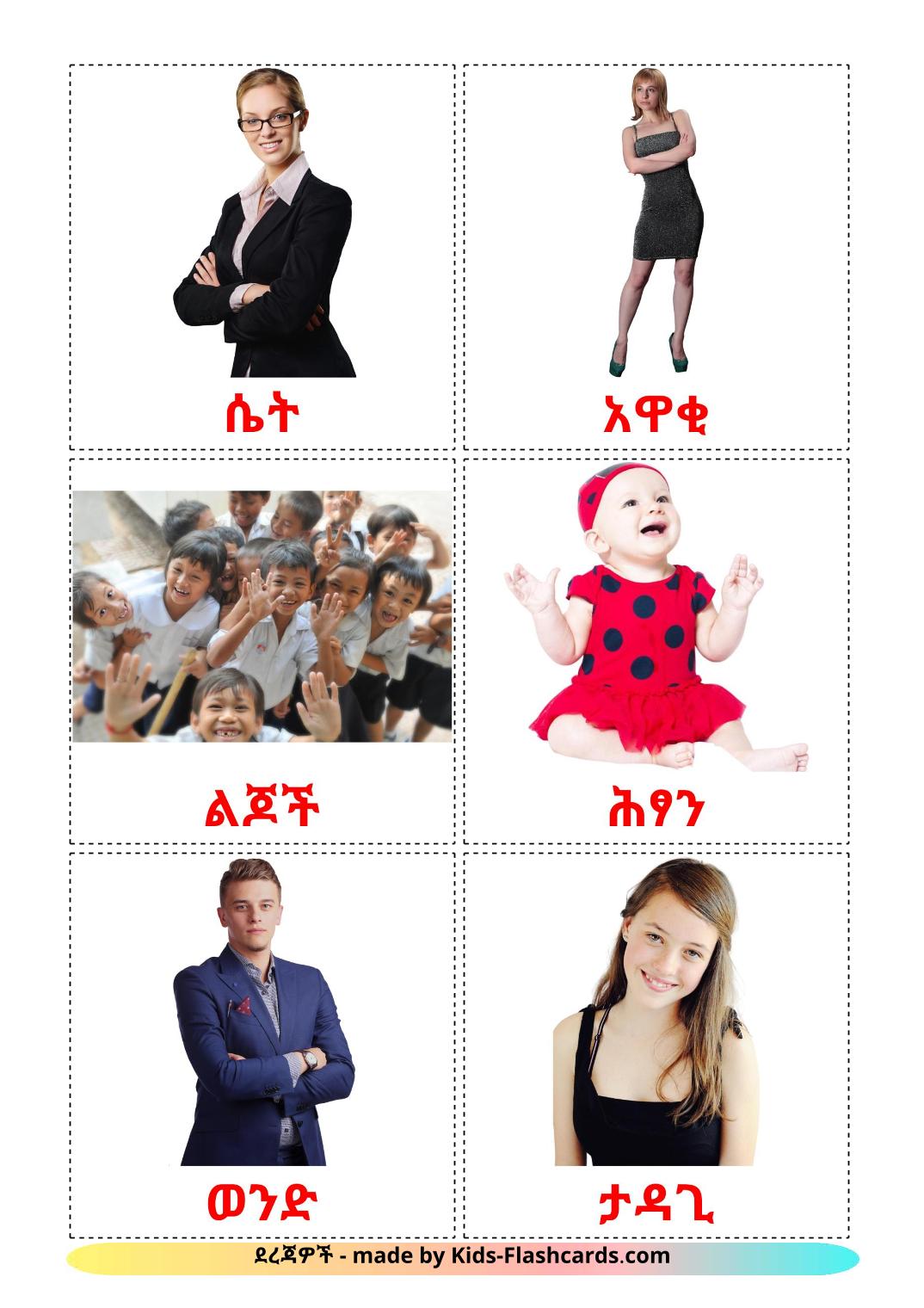 Stages - 12 Free Printable amharic Flashcards 