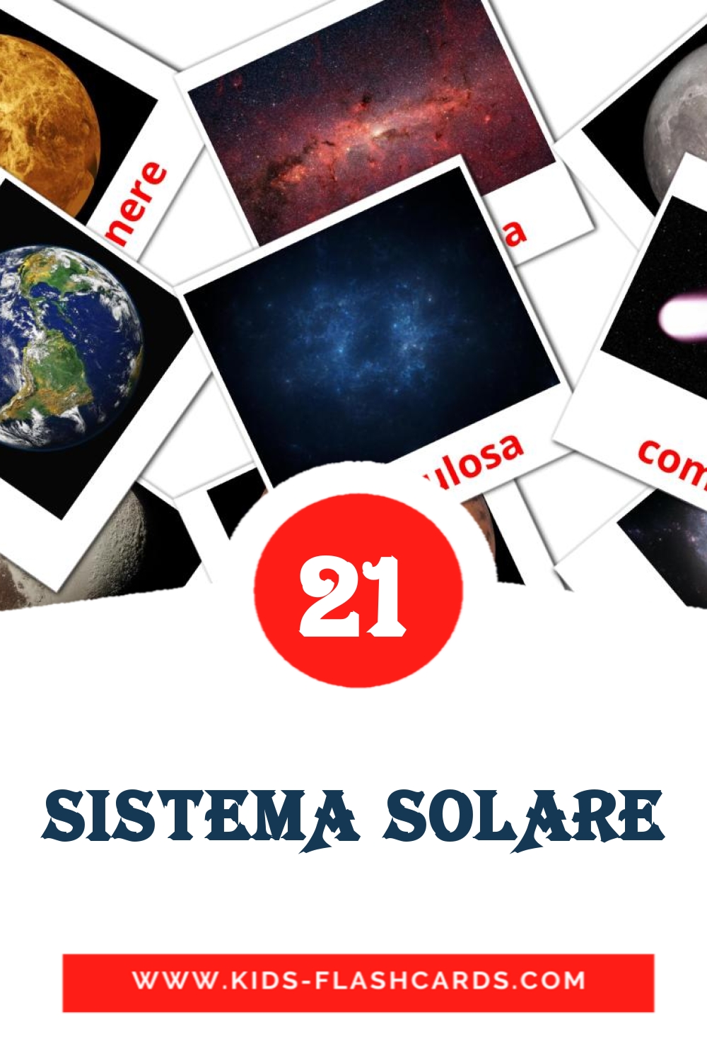 21 tarjetas didacticas de SISTEMA SOLAR para el jardín de infancia en amhárico
