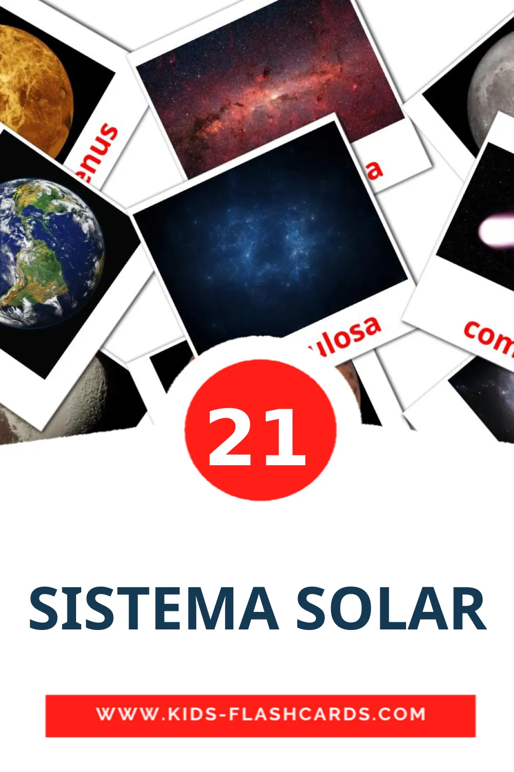 21 carte illustrate di SISTEMA SOLAR per la scuola materna in amárica