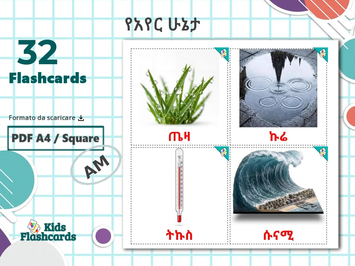 32 Flashcard GRATUITE sui Tempo atmosferico in 4 Formati PDF | Immagini ...