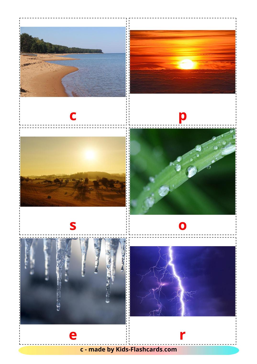 Tempo atmosferico - 31 flashcards amárica stampabili gratuitamente