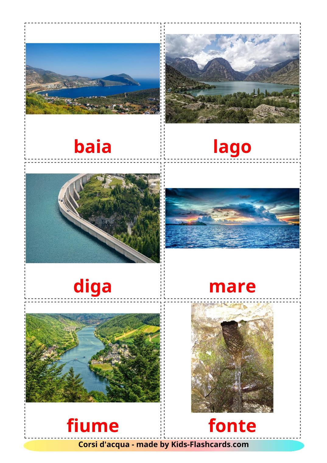 Bodies of Water - 30 Free Printable amharic Flashcards 
