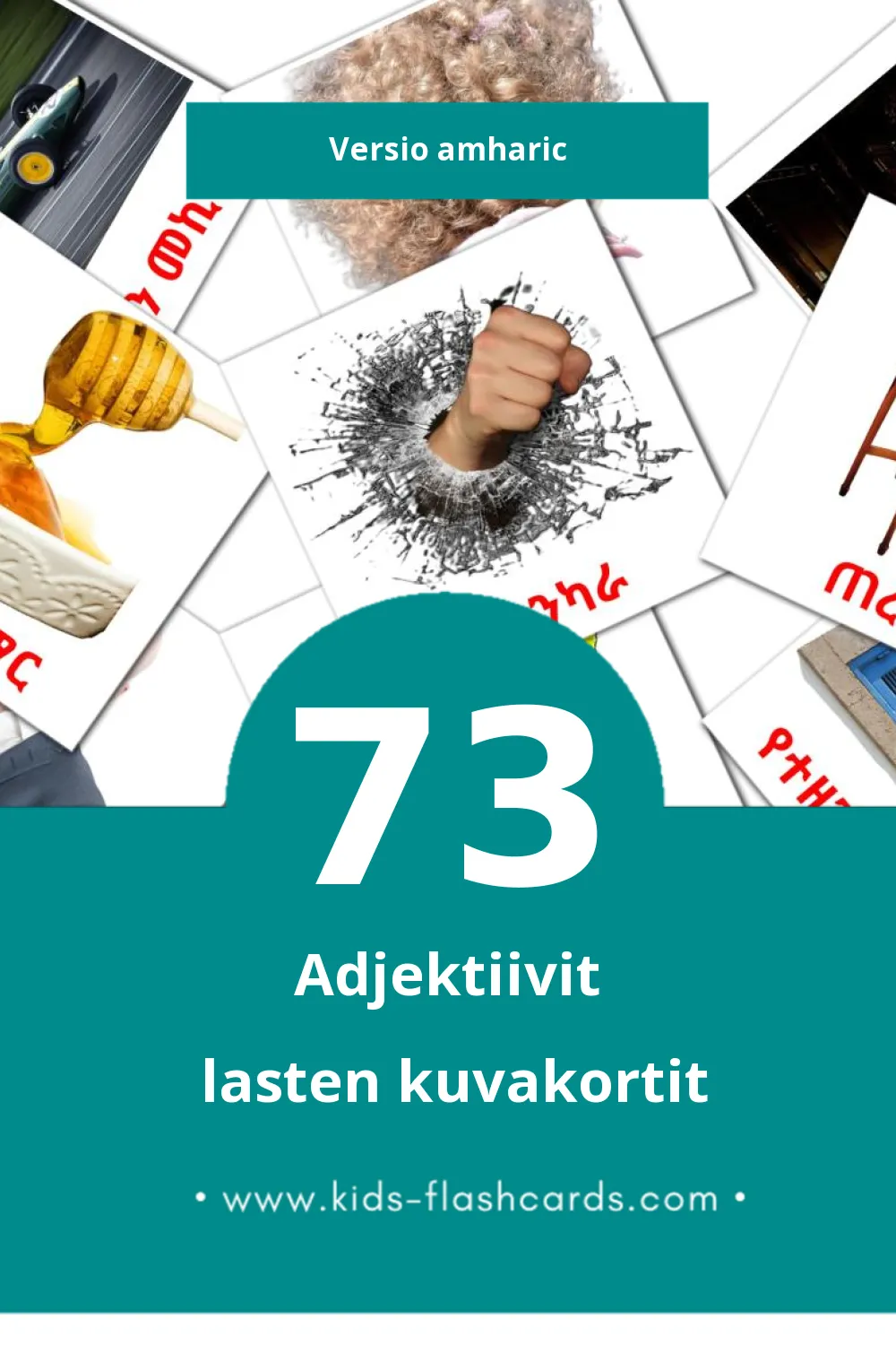 PRZECIWIEŃSTWA lasten kuvakortit pikkulapsille (73 korttia Amharicksi)