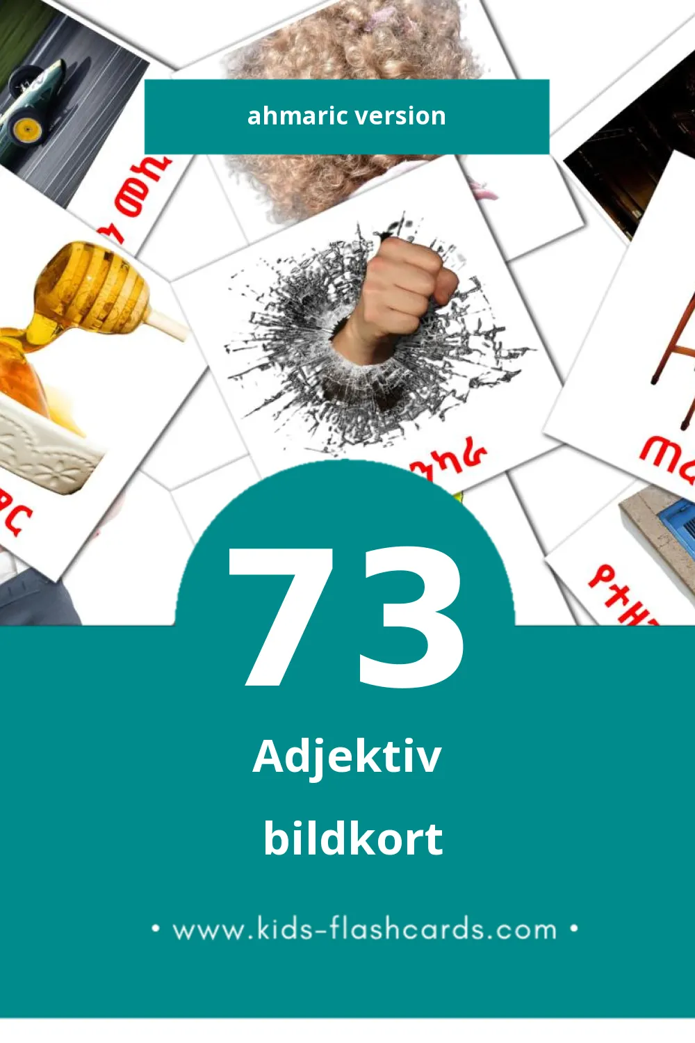 Visuella PRZECIWIEŃSTWA för småbarn (73 bildkort för barn på Ahmaric)