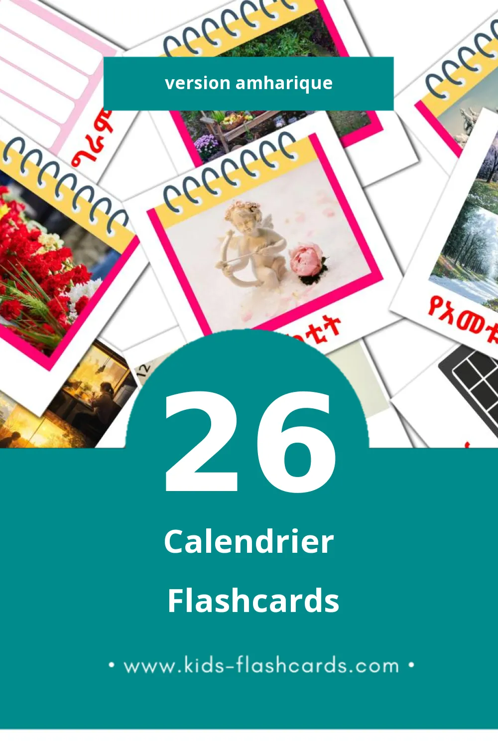 Flashcards Visual የቀንመቁጠሪያ  pour les tout-petits (26 cartes en Amharique)