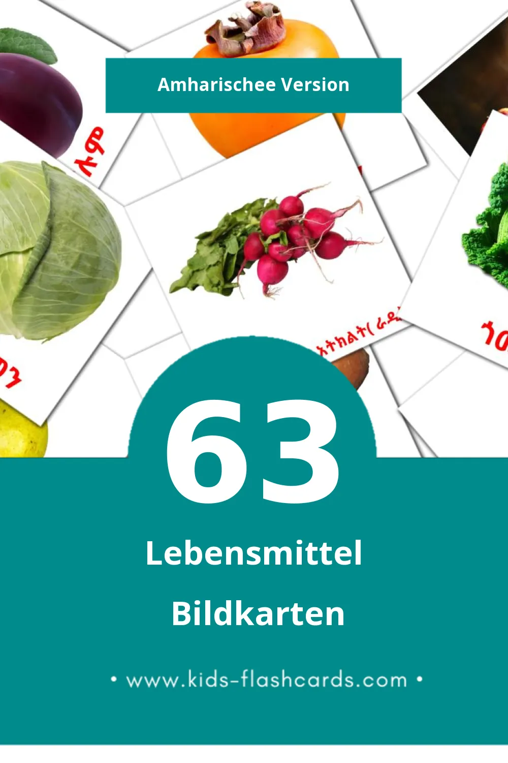 Visual ምግብ Flashcards für Kleinkinder (63 Karten in Amharische)