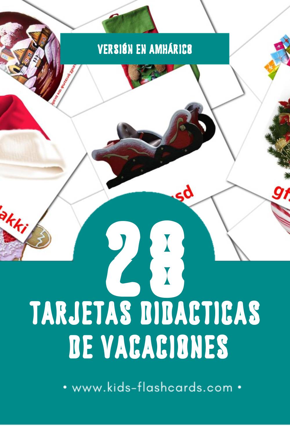 Tarjetas visuales de 크리스마스 para niños pequeños (28 tarjetas en Amhárico)