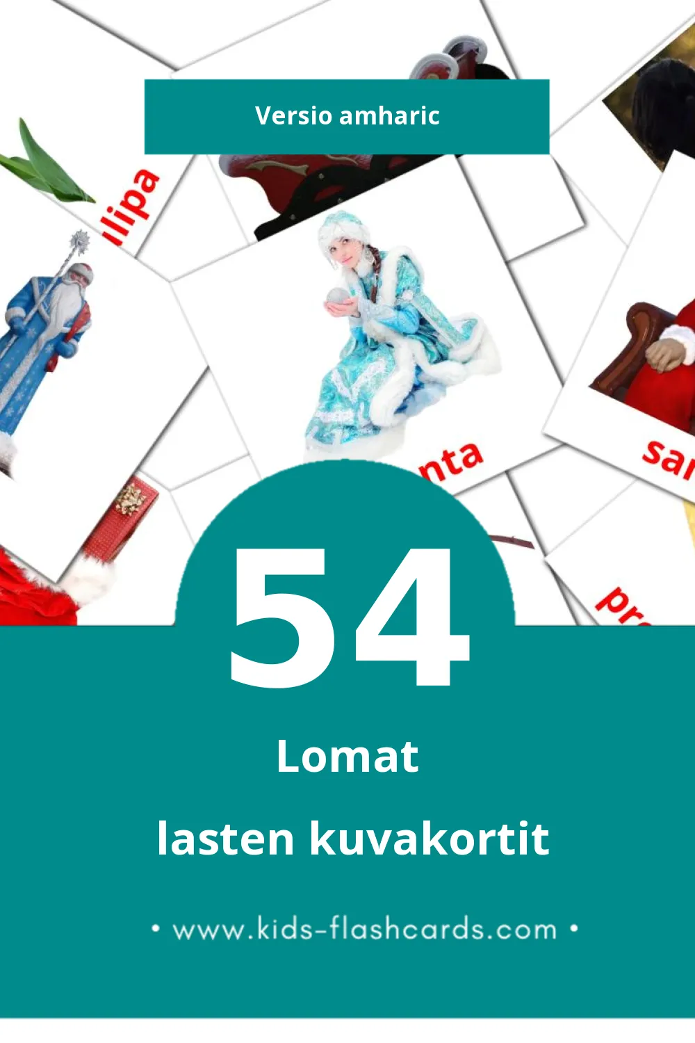 Holiday  lasten kuvakortit pikkulapsille (54 korttia Amharicksi)