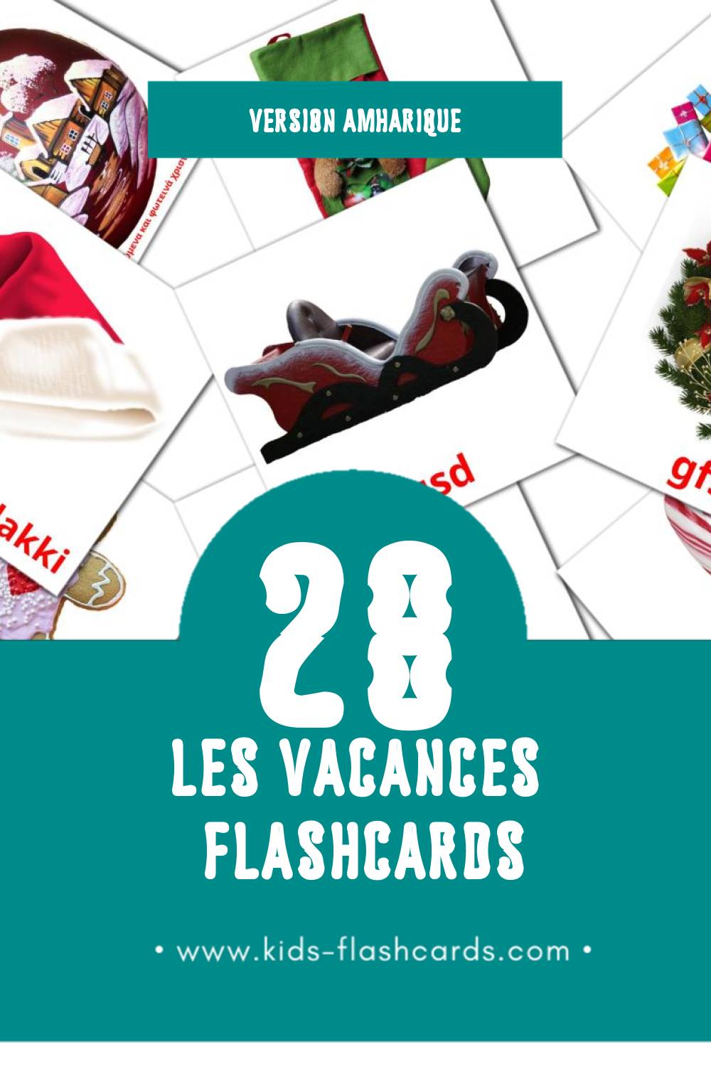 Flashcards Visual 크리스마스 pour les tout-petits (28 cartes en Amharique)