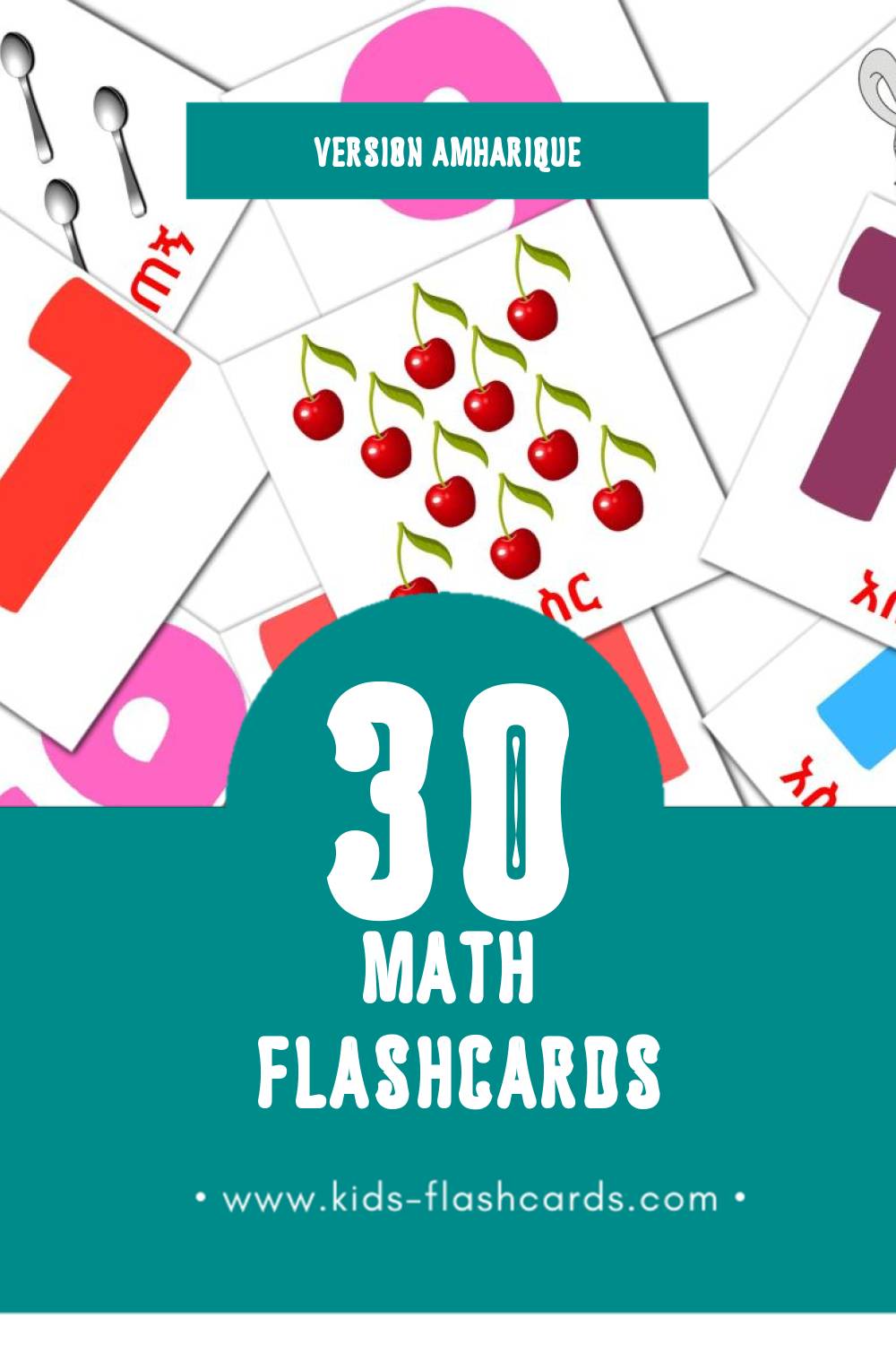 Flashcards Visual ሒሳብ pour les tout-petits (30 cartes en Amharique)