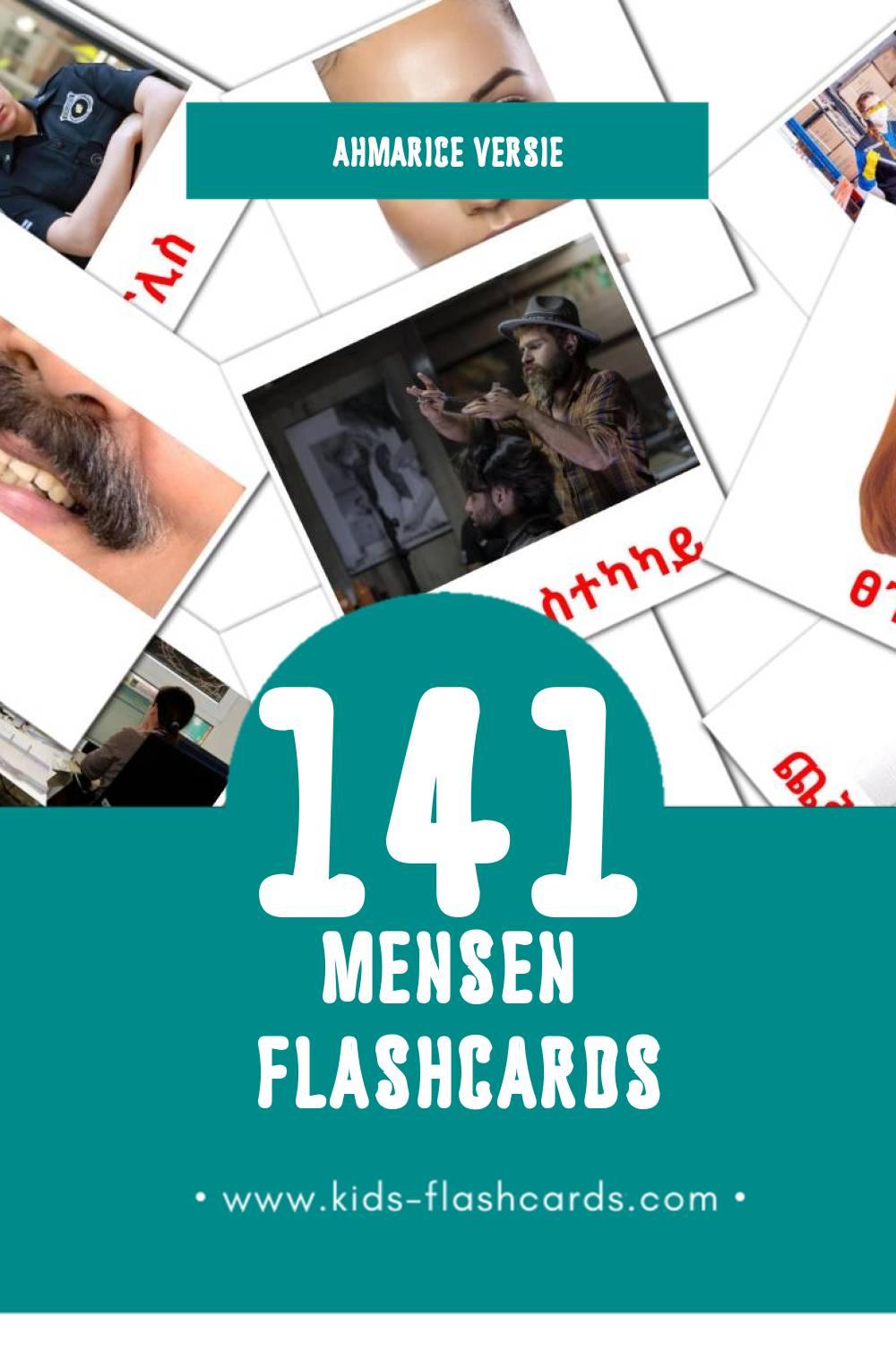 Visuele ሰዎች Flashcards voor Kleuters (177 kaarten in het Ahmaric)
