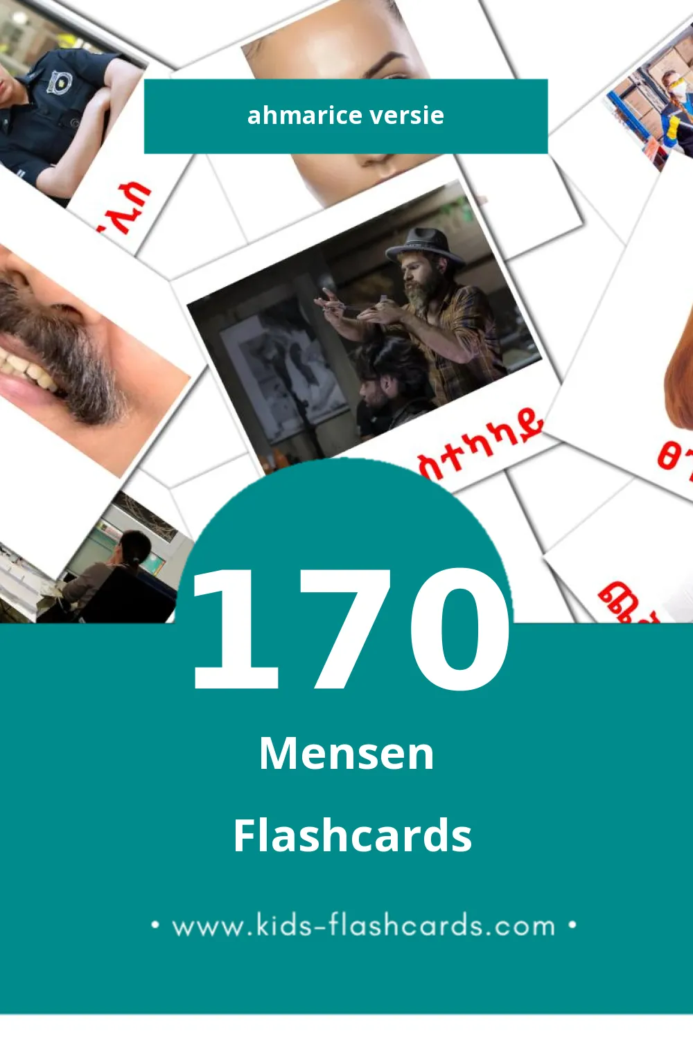 Visuele ሰዎች Flashcards voor Kleuters (170 kaarten in het Ahmaric)