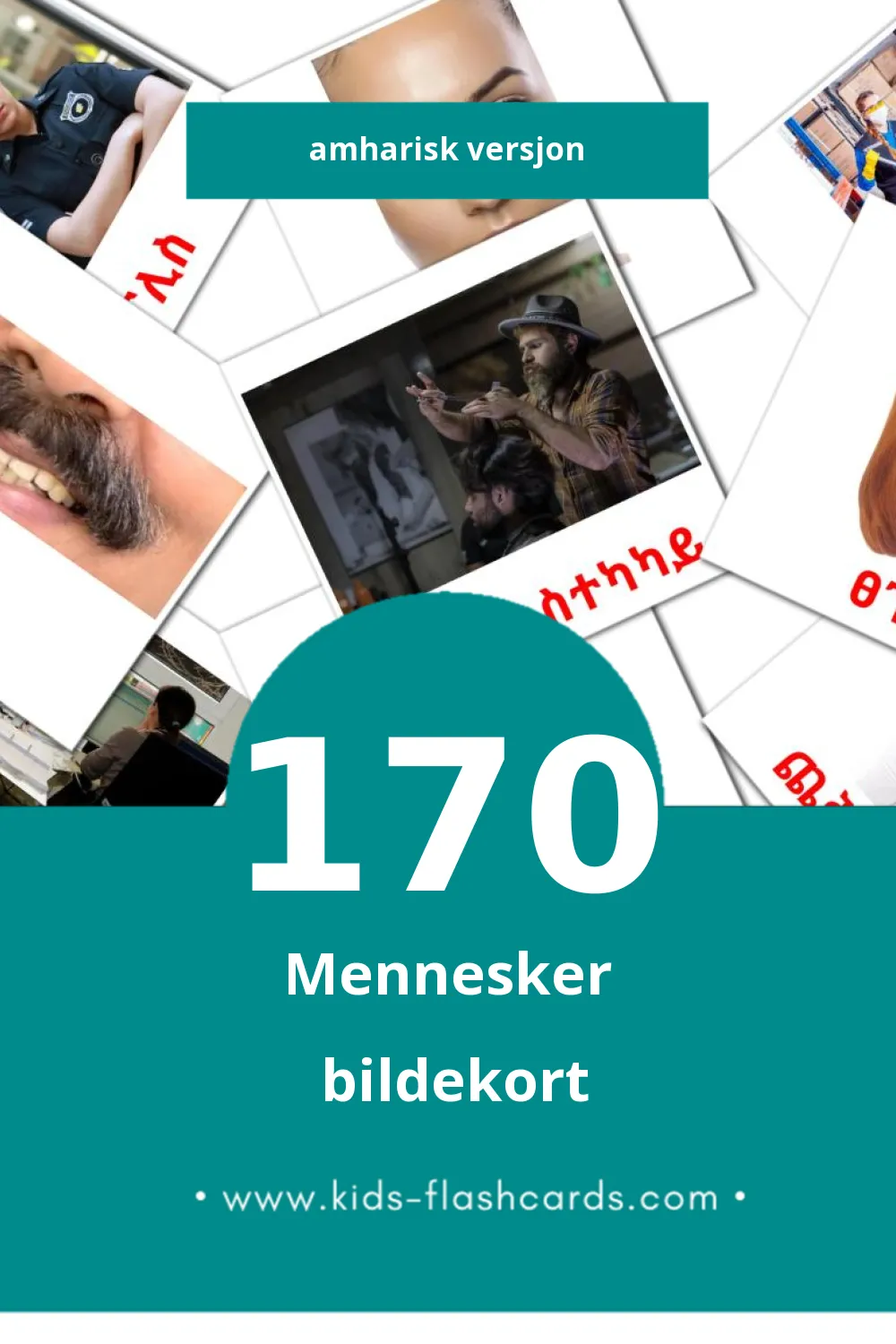 Visuelle ሰዎች bildekort for småbarn (170 kort på Amharisk)