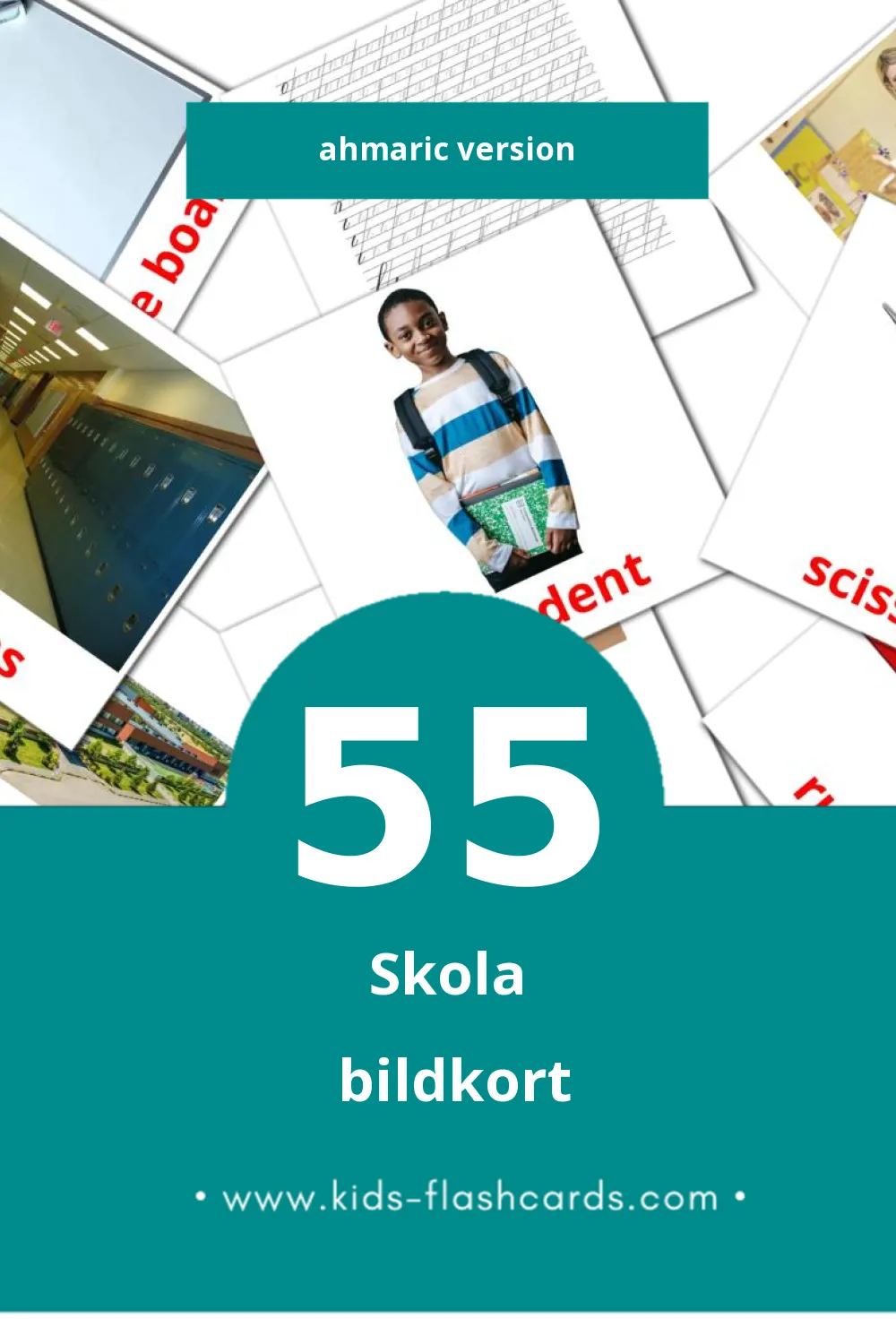 Visuella Namuk kalikkam  för småbarn (55 bildkort för barn på Ahmaric)
