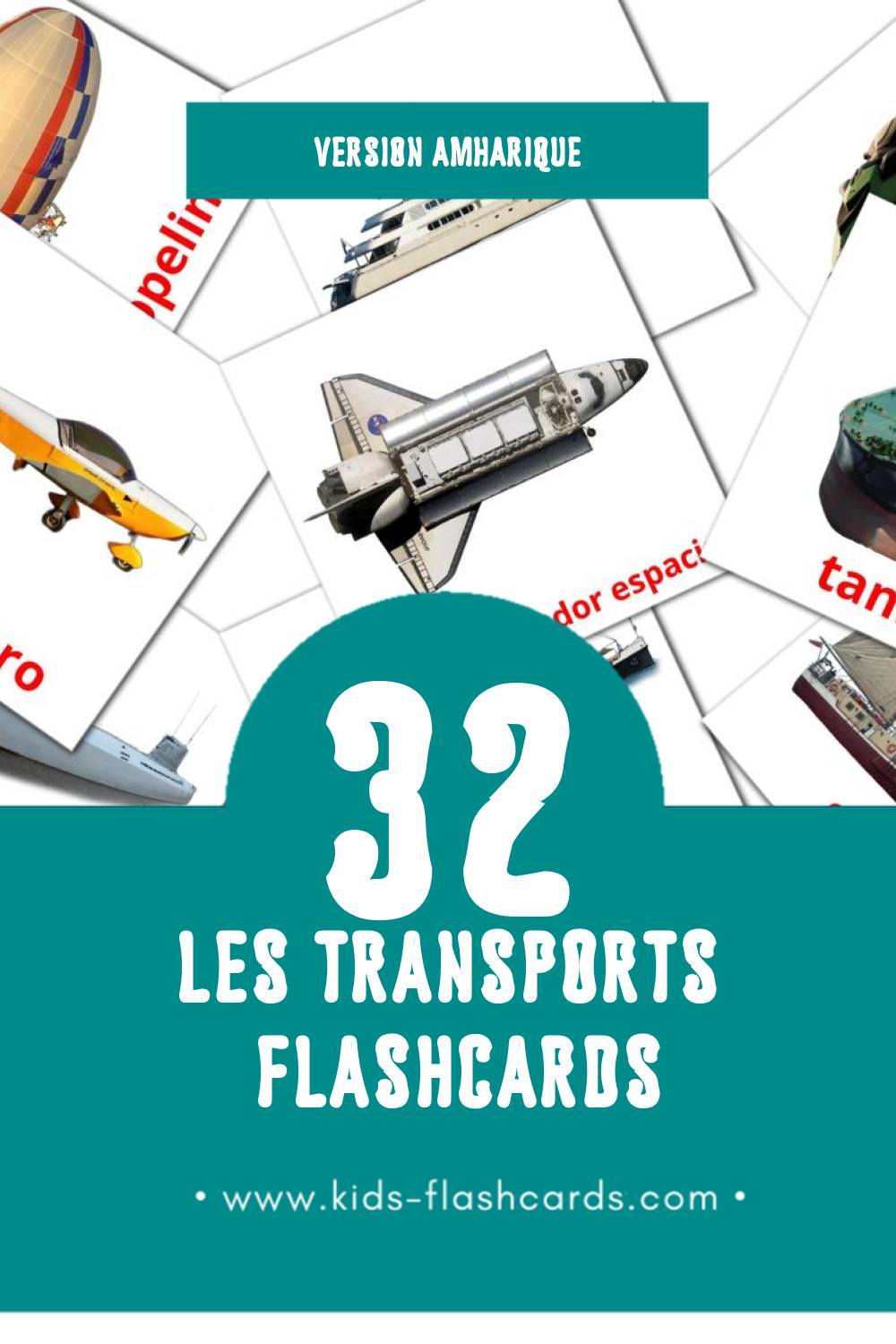 Flashcards Visual Transportes  pour les tout-petits (41 cartes en Amharique)