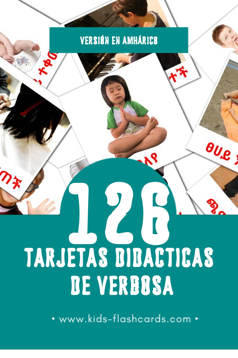 Tarjetas visuales de ግሦች para niños pequeños (126 tarjetas en Amhárico)