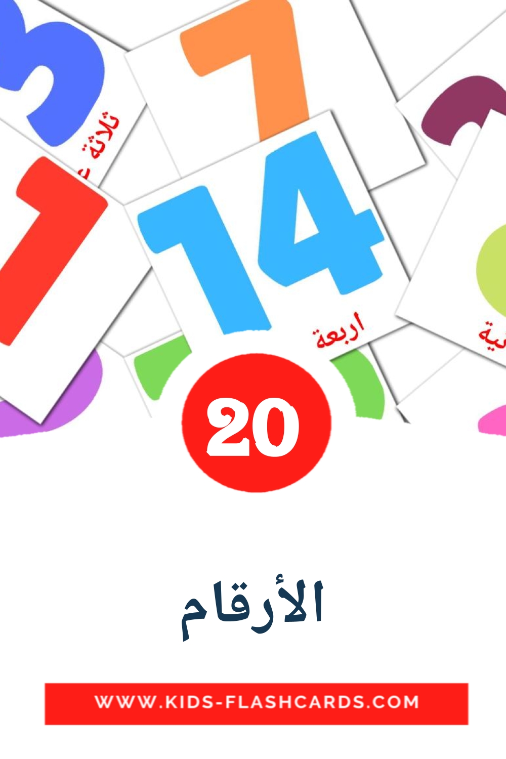 20 الأرقام Picture Cards for Kindergarden in arabic