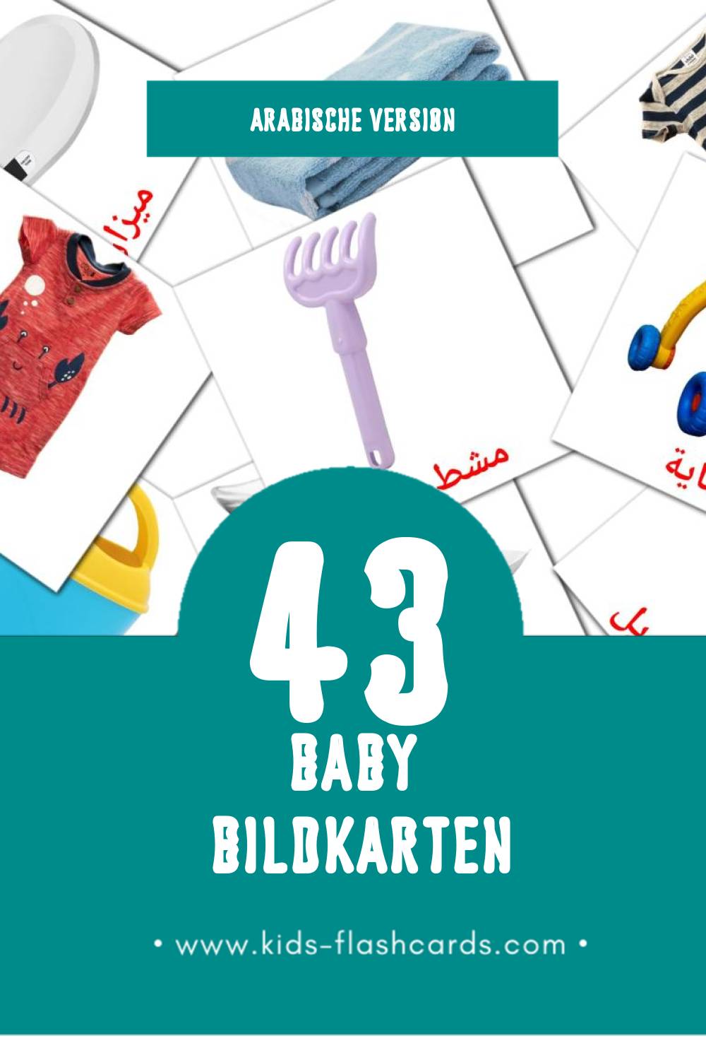 Visual مولود Flashcards für Kleinkinder (43 Karten in Arabisch)