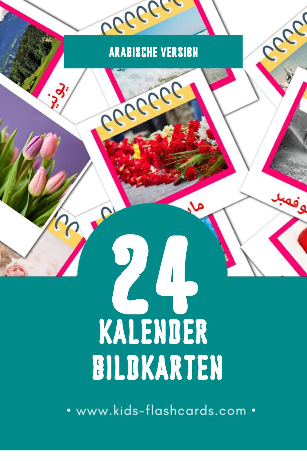 Visual الرزنامة Flashcards für Kleinkinder (24 Karten in Arabisch)