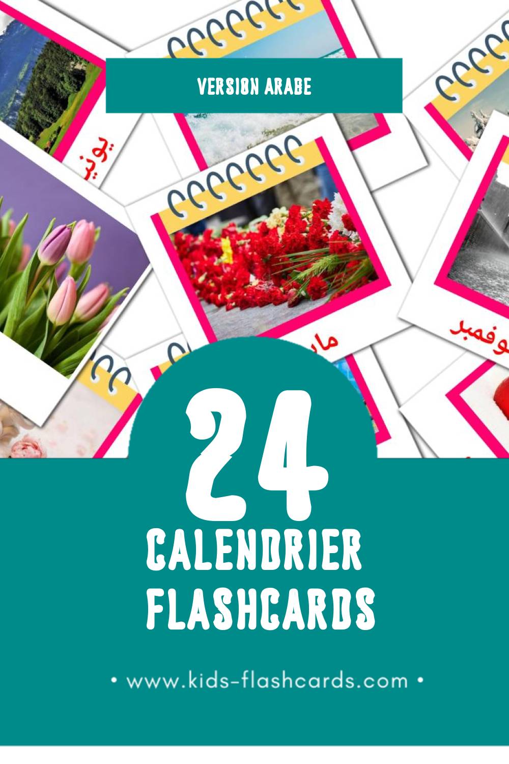 Flashcards Visual الرزنامة pour les tout-petits (12 cartes en Arabe)