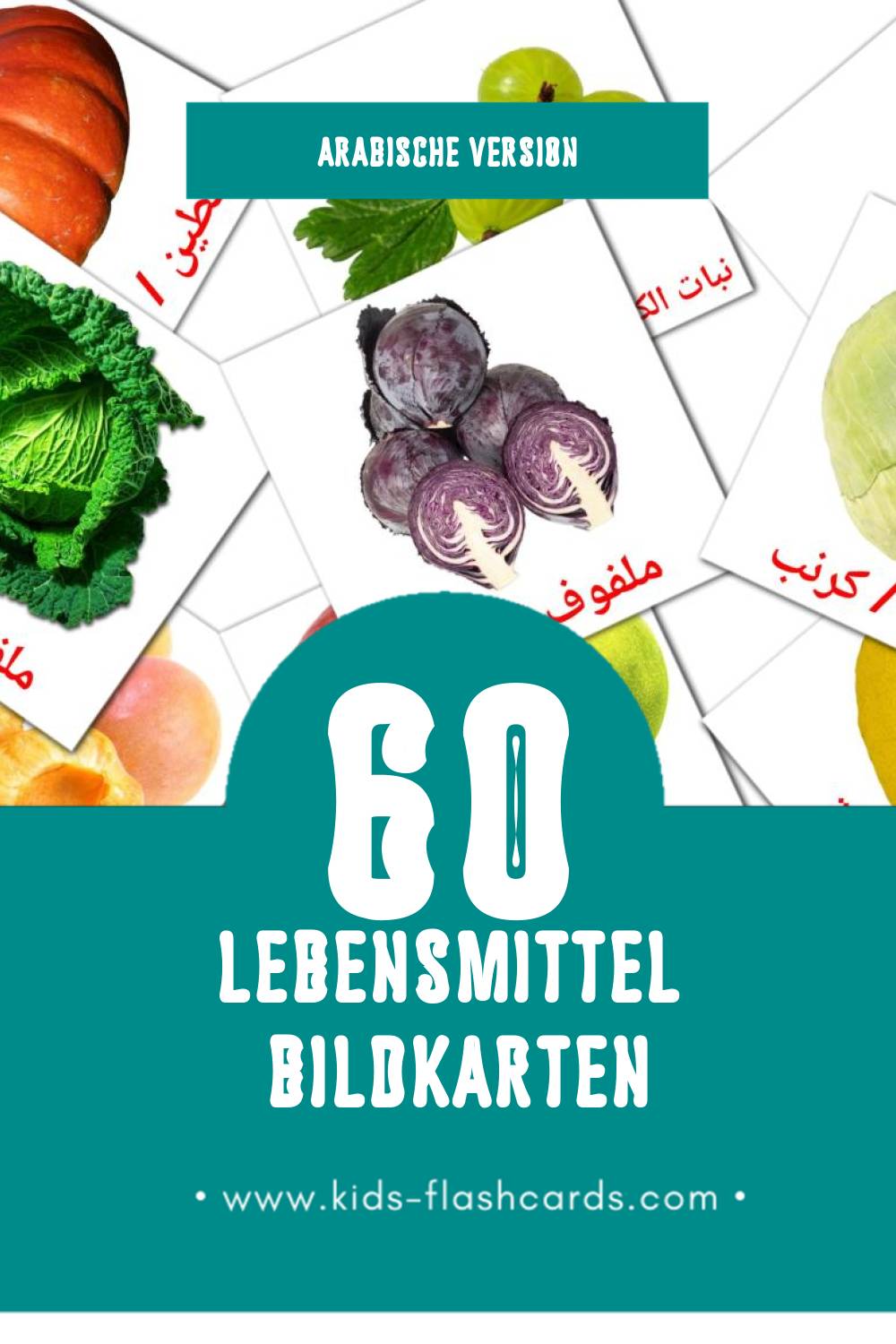 Visual طعام Flashcards für Kleinkinder (60 Karten in Arabisch)