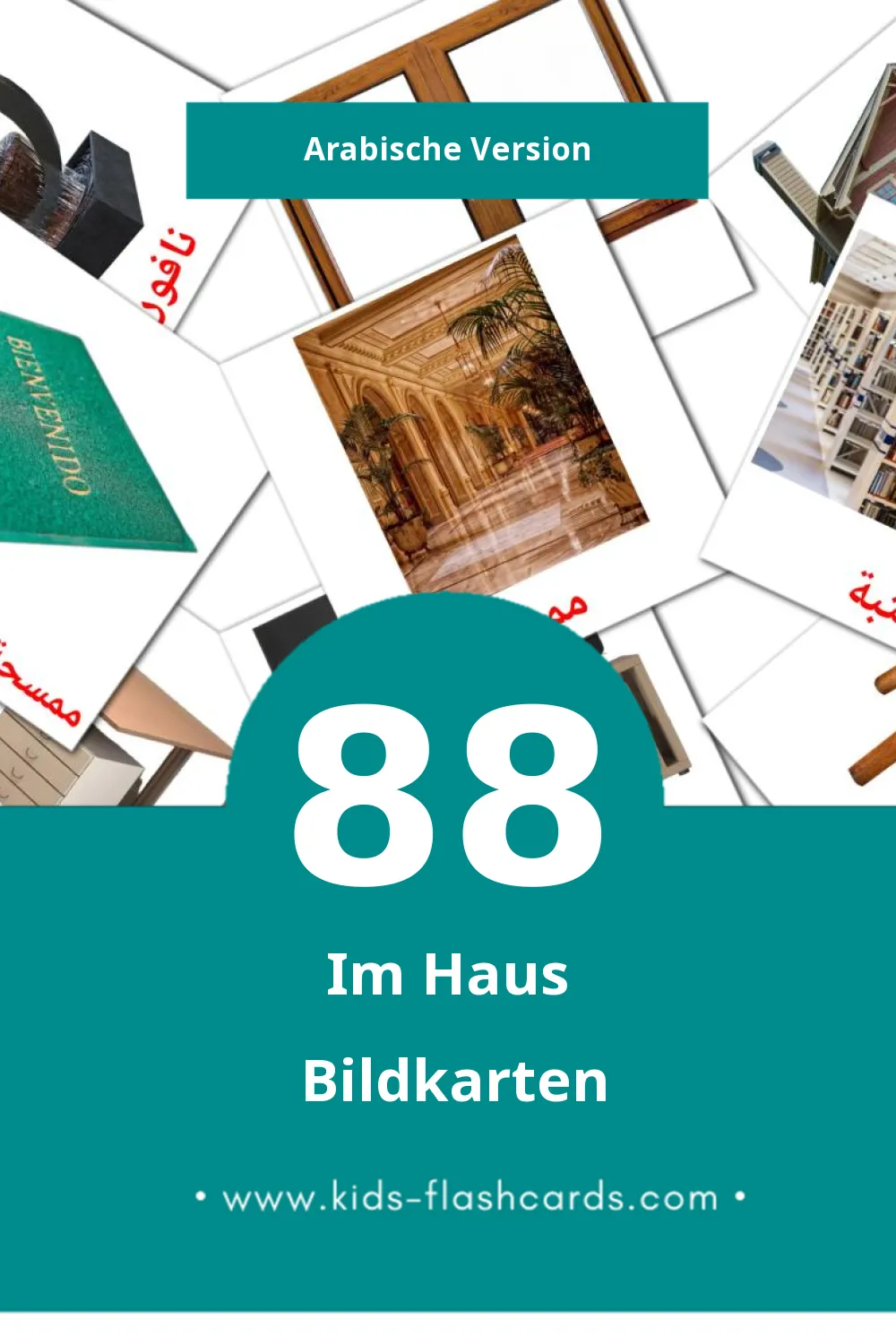 Visual المنزل Flashcards für Kleinkinder (88 Karten in Arabisch)