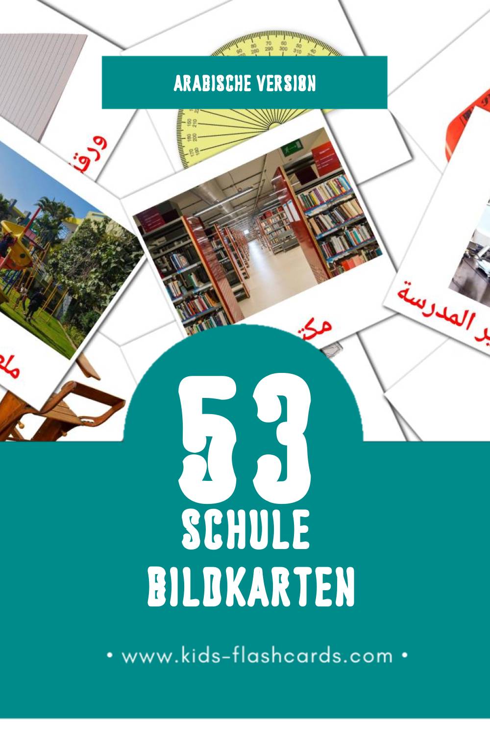 Visual مدرسة Flashcards für Kleinkinder (53 Karten in Arabisch)