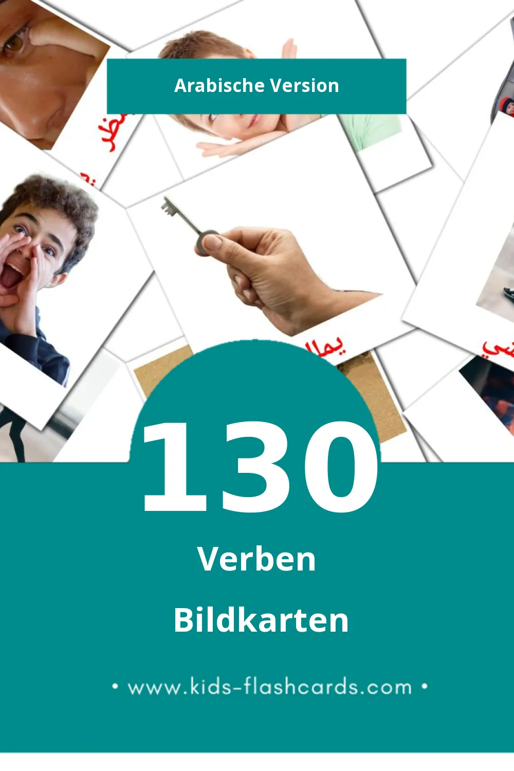 Visual افعال Flashcards für Kleinkinder (130 Karten in Arabisch)