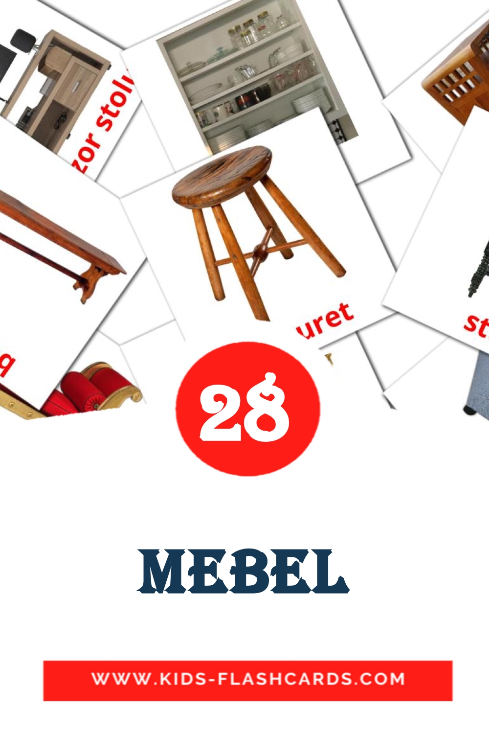 31 mebel Picture Cards for Kindergarden in azerbaijani