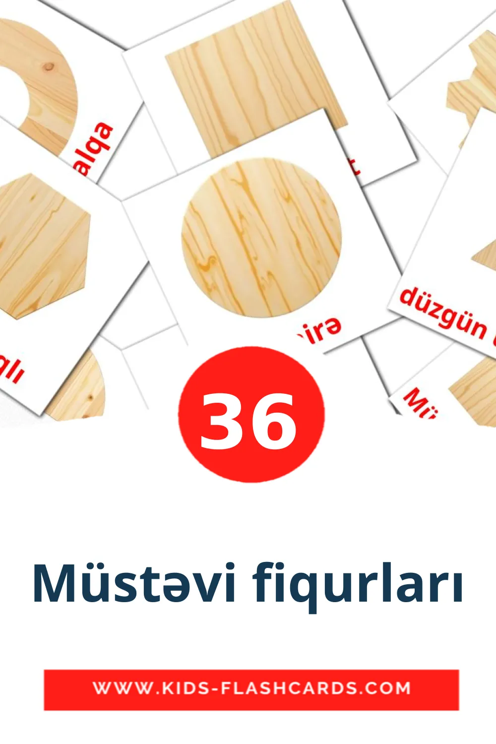 36 Müstəvi fiqurları Picture Cards for Kindergarden in azerbaijani