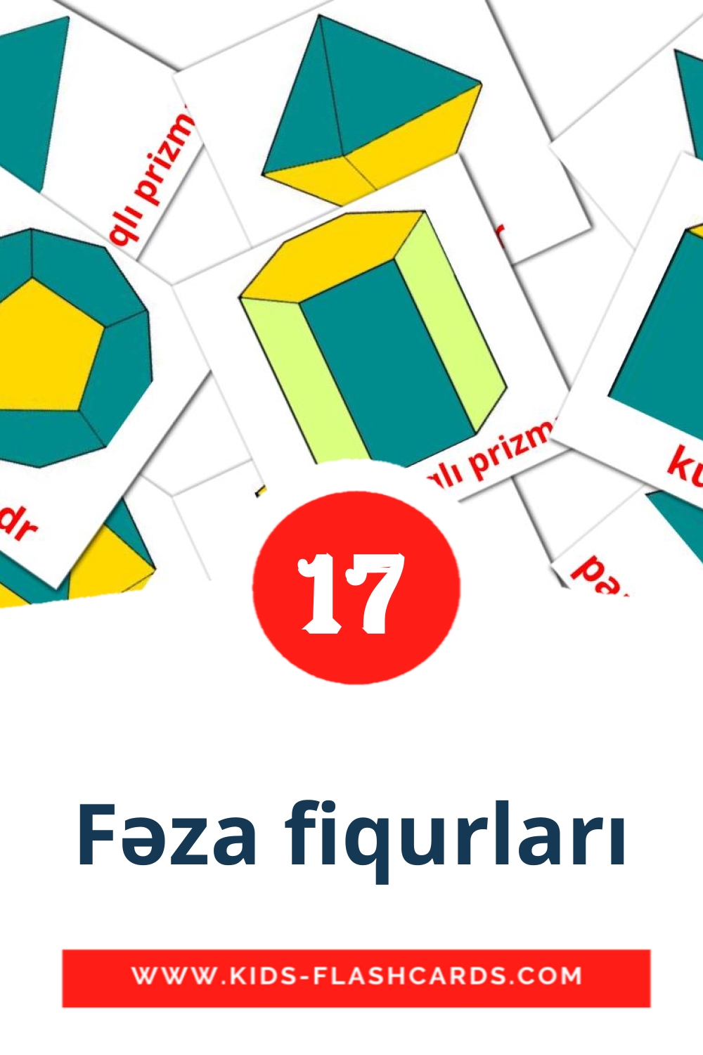 17 Fəza fiqurları Picture Cards for Kindergarden in azerbaijani