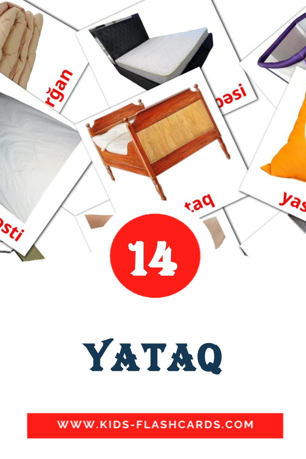 15 Yataq Picture Cards for Kindergarden in azerbaijani