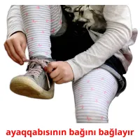 ayaqqabısının bağını bağlayır picture flashcards