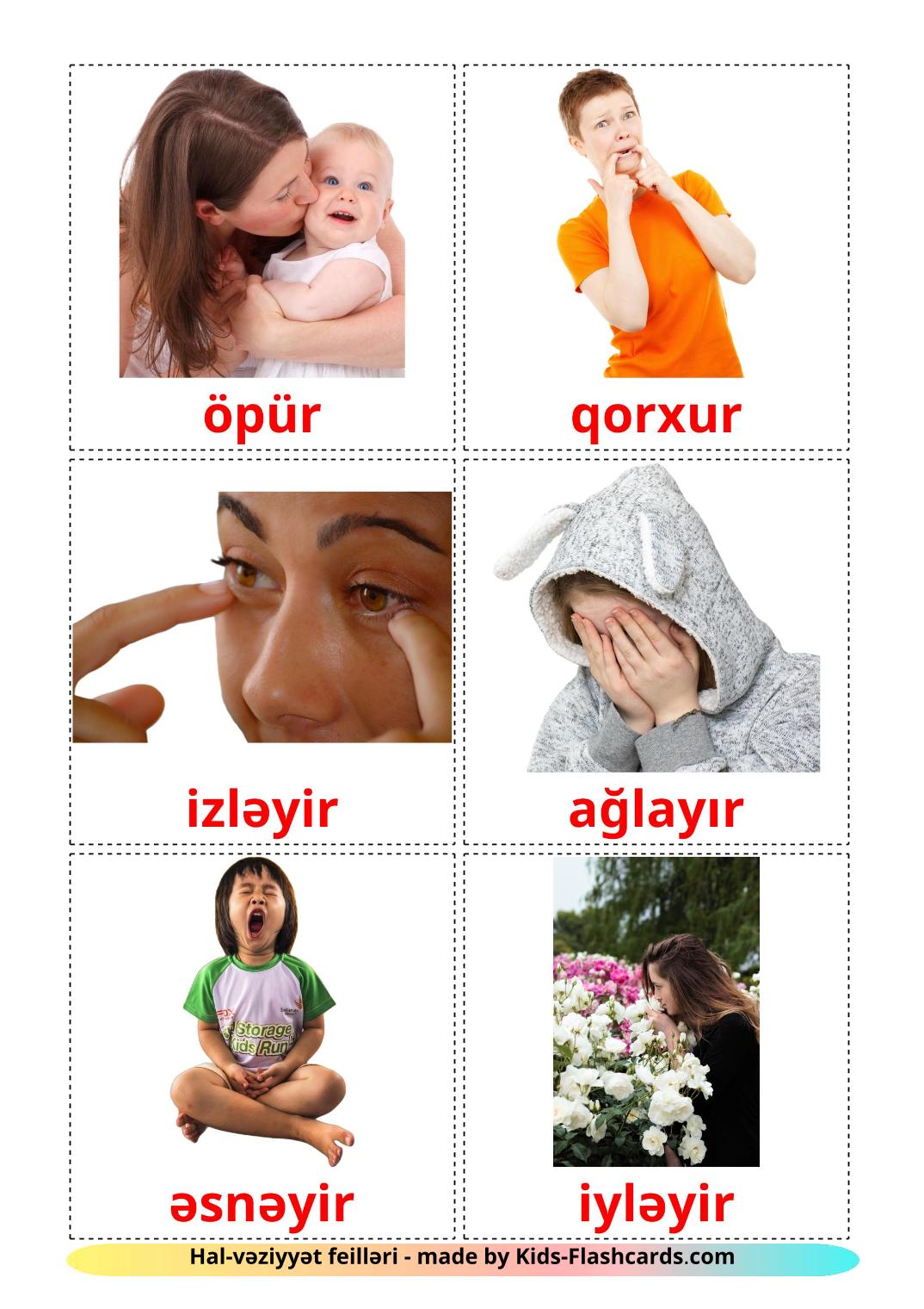State verbs - 23 Free Printable azerbaijani Flashcards 