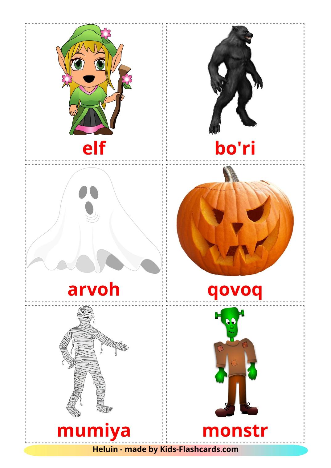 Halloween - 16 Free Printable azerbaijani Flashcards 