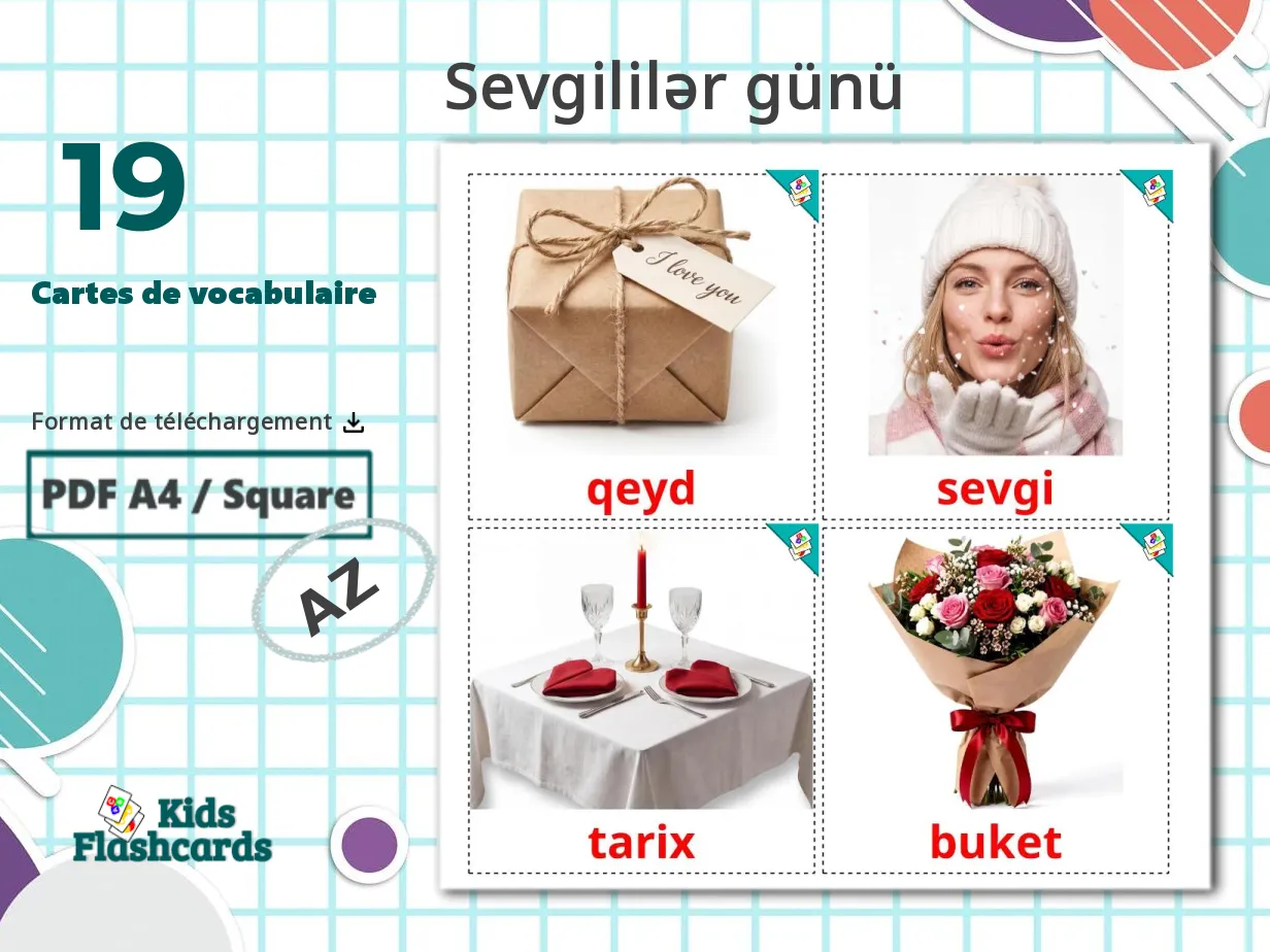 19 Cartes de Vocabulaire pour Enfants GRATUITES La Saint-Valentin à ...