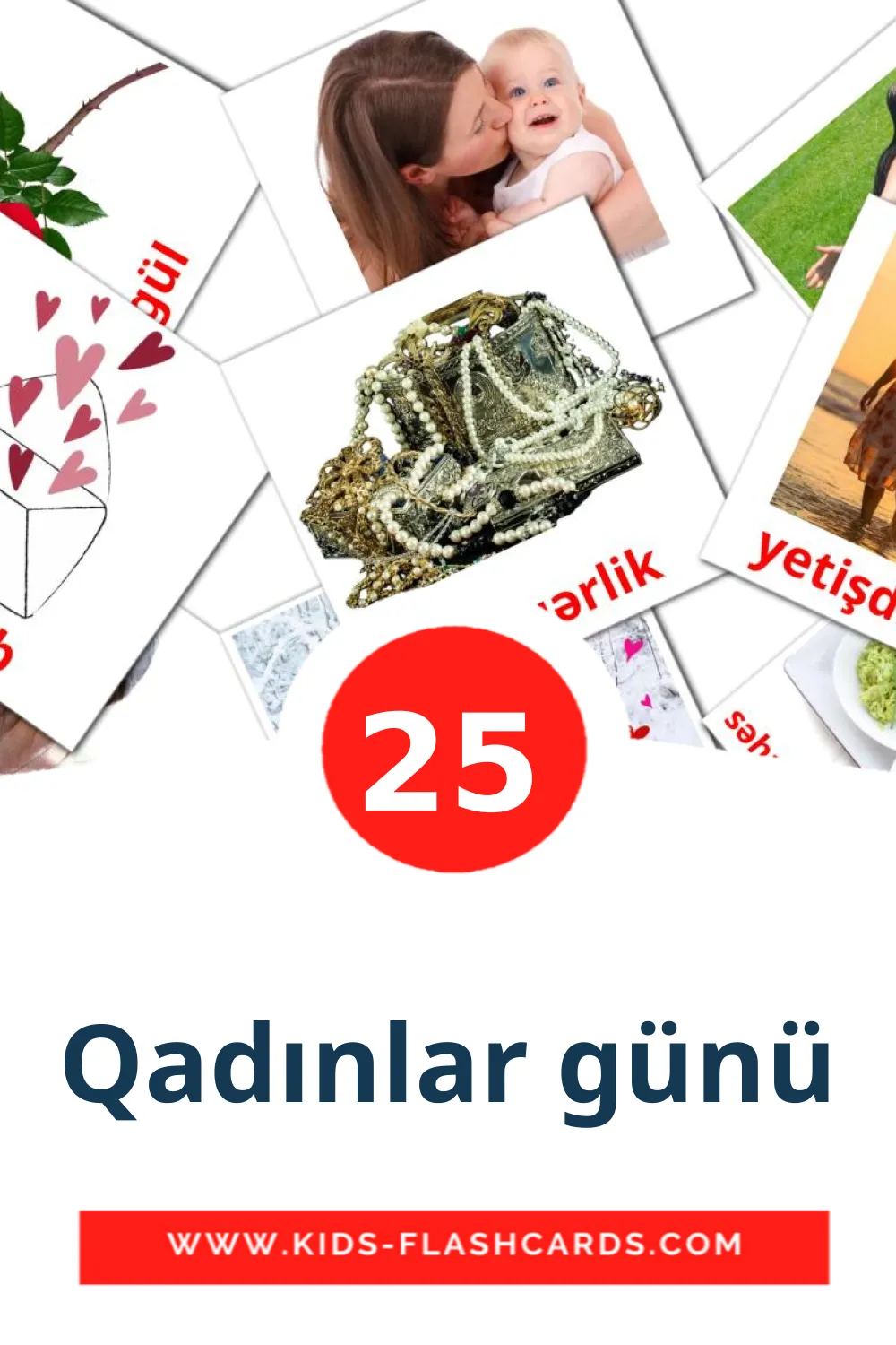 Qadınlar günü на азербайджанском для Детского Сада (25 карточек)