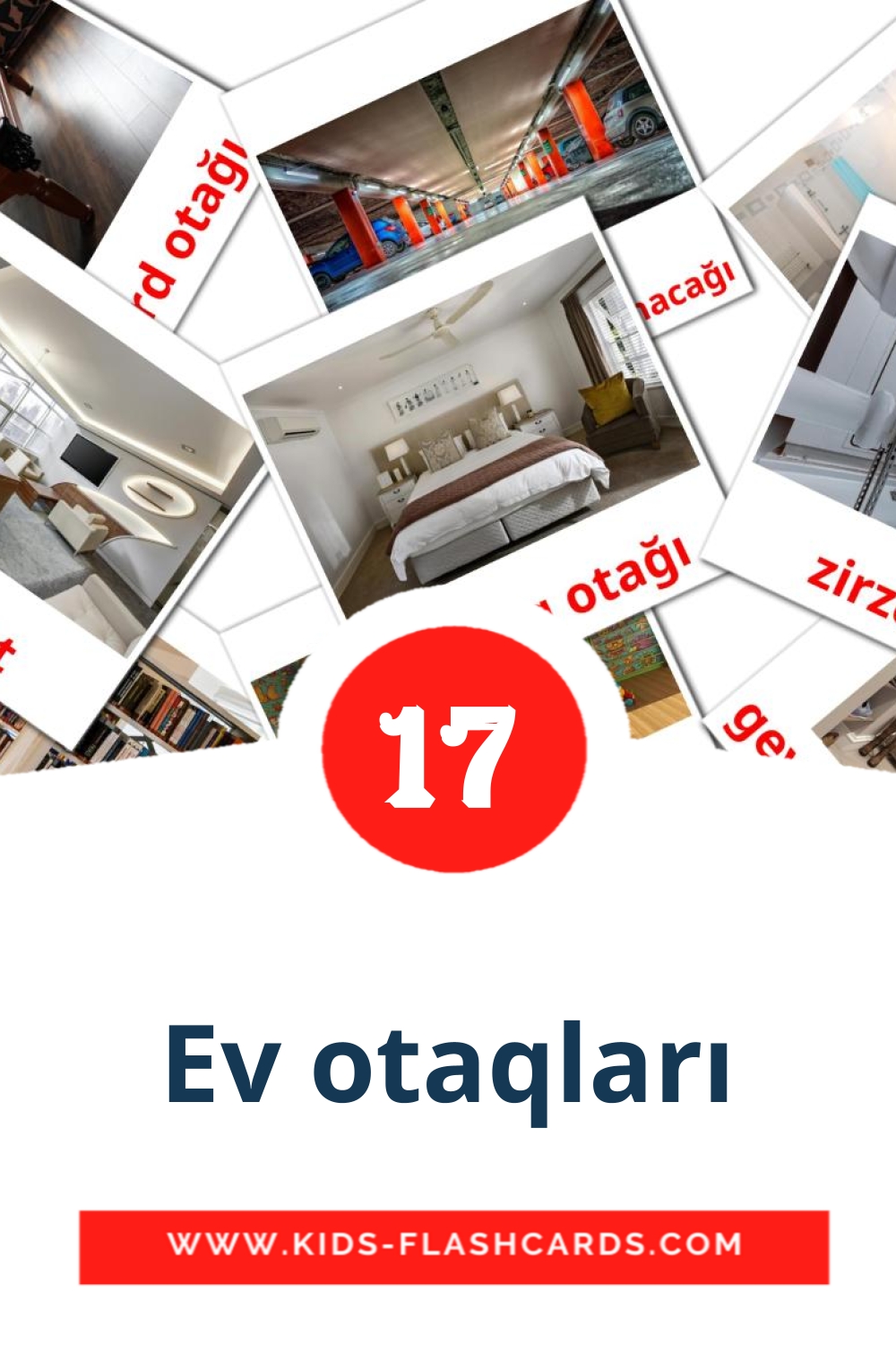 17 Ev otaqları Picture Cards for Kindergarden in azerbaijani