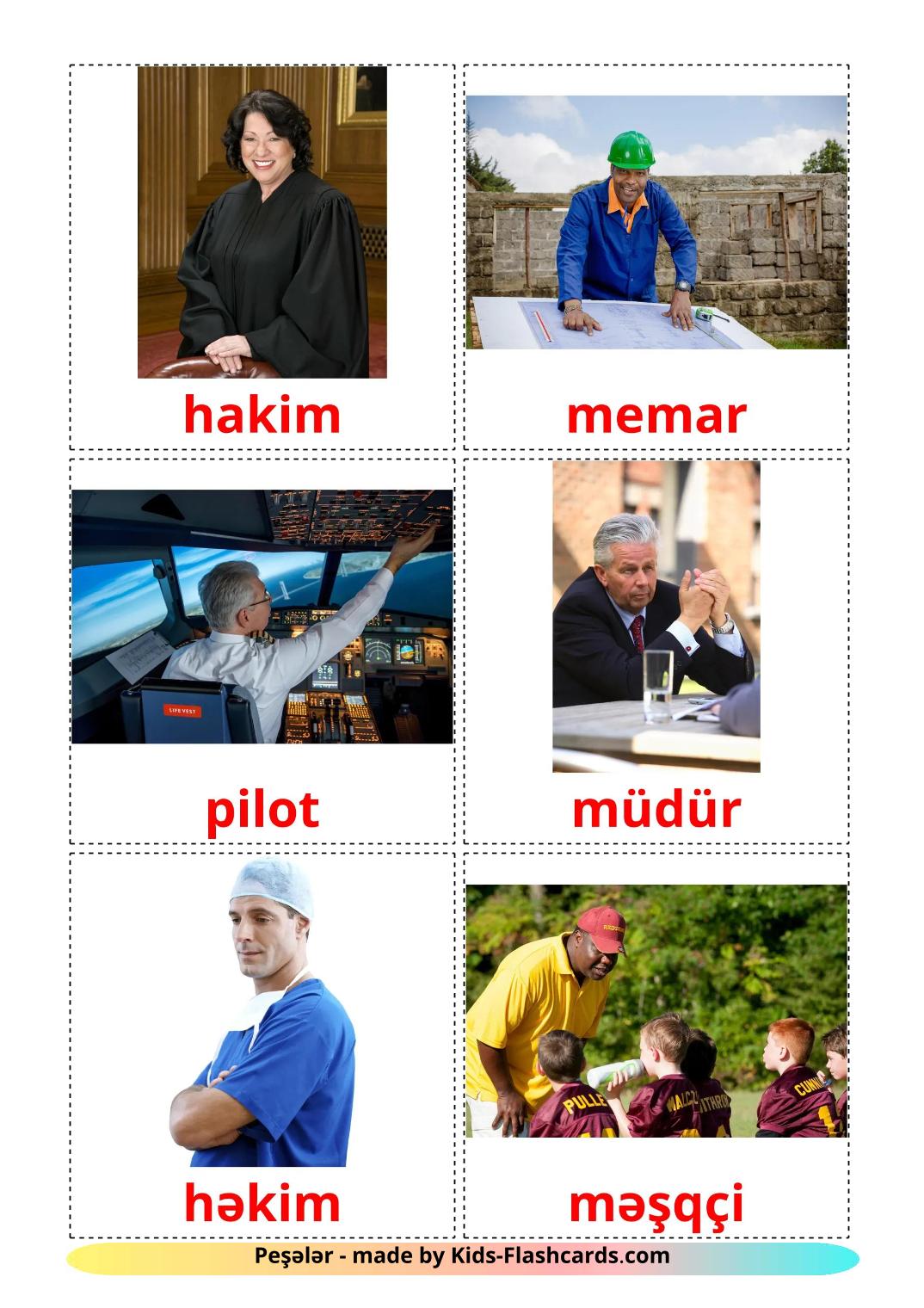 Professions - 32 Free Printable azerbaijani Flashcards 